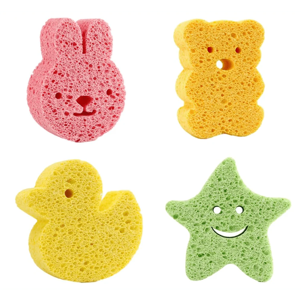 4-Pack Cute Cartoon Bath Balls - Gentle Exfoliating Shower Scrub for Face and Body