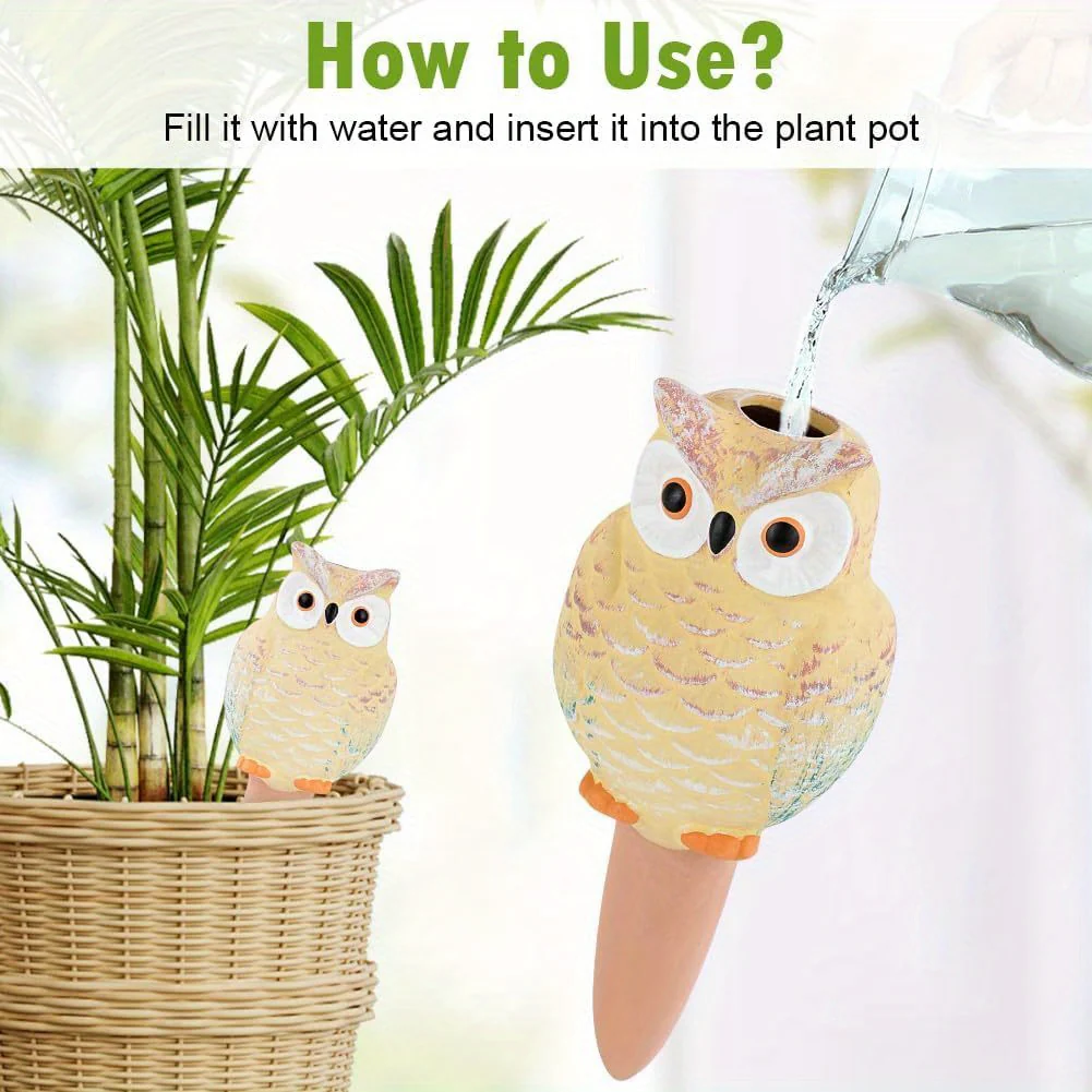 4pcs Self Watering Stake 4pcs Self Watering Owl Shaped Stake | Potted Plant Self Watering Spikes, Plant Care Tool Kit, Suitable for Indoor and Outdoor Plant